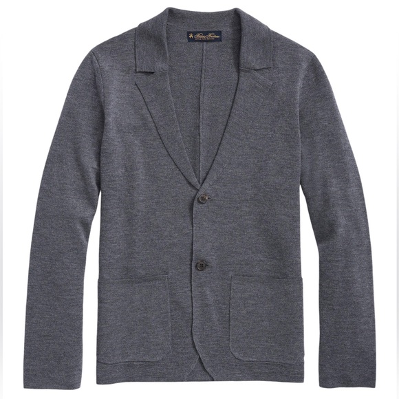 NWT Brooks Brothers Fine Merino Wool Gray Heather Knit Sweater